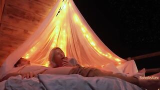A couple enjoys romantic sex with long foreplay outdoors