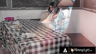 Hot MILF action with stepdaughter Chloe Surreal at a college bake sale