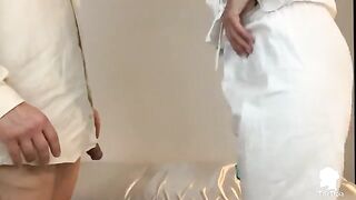 The nurse visits the patient with erection problems in this Italian scene
