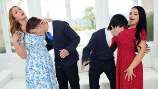 The stepsons are losers and can't deal with girls, so their huge-boobed stepmoms teach them how to treat a real girl