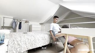 My stepsister doesn't care about my studies, she wants to have sex