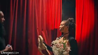 Kinky burlesque dancer Kira gets creampied at an afterparty in a sensual scene