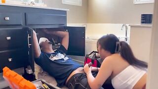 The Asian girl got fucked by the repairman’s cock