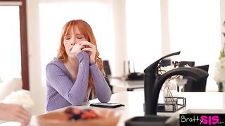 Redhead stepsister Madi Collins asks her bro to get intimate to relieve stress