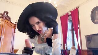 Hot cosplay MILF Alcina Dimitrescu smokes and gets fucked hard