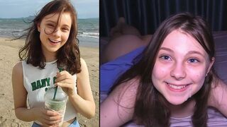 The cute girl was used as a sex toy on the beach