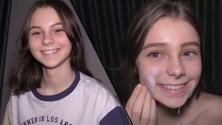 Submissive 18 y.o. girl gets her pussy railed hard and cummed on