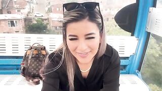 Outdoor sex and blowjob with my stepbrother's friend while riding the cable car in my city!