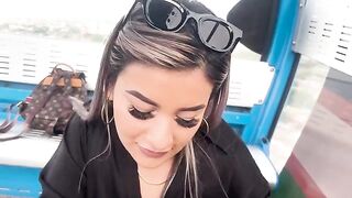 Outdoor sex and blowjob with my stepbrother's friend while riding the cable car in my city!