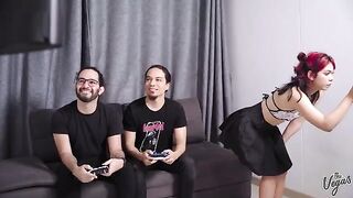 Petite Latina Cindy Luna gets her pussy railed by two cocks