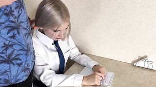 A cute girl has sex with her nice tutor in a steamy session
