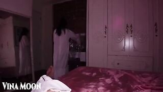 A hot woman changes clothes and her husband seduces her sister