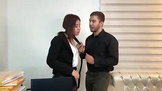 A secretary in stockings has sex with her handsome boss in the office