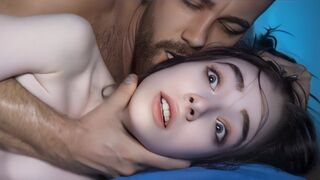 A shy girl has sex with her daddy, he fucks her roughly in doggy style