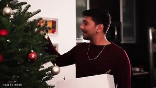 Christmas surprise for the young couple with big boobs