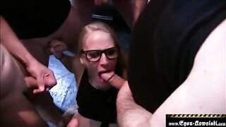 Bukkake with German amateur guy and busty Lara Cumkitten