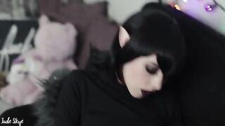 Mavis Winters, the pale goth teen, has her fangs sunk in a cock for the first time