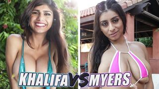 The best busty battles, featuring Mia Khalifa and Violet Myers in a steamy showdown