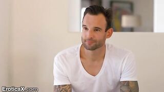 The tattooed Frenchman and the hot Latina Eliza Ibarra are dancing sensually in their underwear