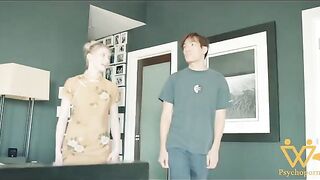 Young and sexy Melody Marks in a Chinese dress gets fucked by a huge Asian cock