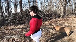 A hot wife in sexy yoga pants shows off her big ass outdoors
