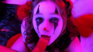 A kinky clown is asking for a blowjob and more