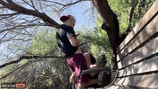 Busty Girl Almost Caught Giving a BJ by the Lake