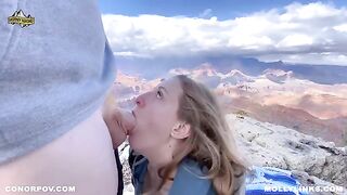 Epic hiking fucking with big booty amateur blonde on cliff