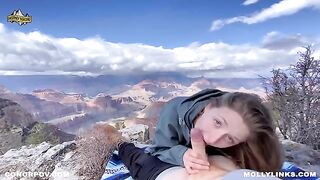Epic hiking fucking with big booty amateur blonde on cliff