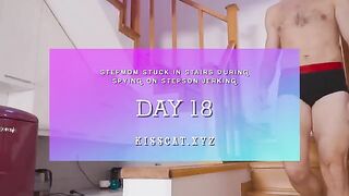 Pervert step son fucks his step mom on the stairs accidentally