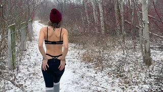 A wife shared her pussy with her husband and friend in the middle of a snowstorm
