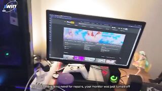 The girl paid the computer repairman in a steamy way