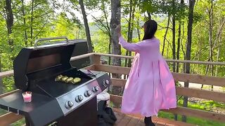 Big and hot MILF with big tits gets fucked outdoors