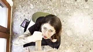 A gamer girl like Emma Fiore gets a big dick in her mouth