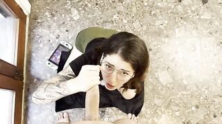 A gamer girl like Emma Fiore gets a big dick in her mouth