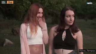 Two Russian sluts fucked at an orgy by a group of guys in doggy style