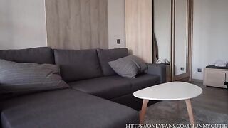 A guy cheats on his wife with a hot stepmom, watching his wife outside the window