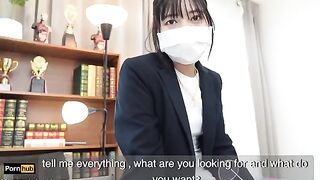 The gardener fucks the Asian teacher in the classroom with intense passion