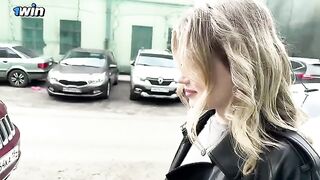 A blonde girl has sex with a stranger without a condom in a hotel room