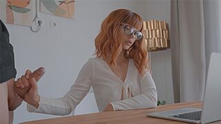 The guy came to a girl in a zoom meeting and fucked her