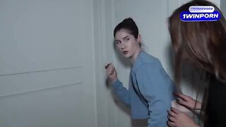 Step-sisters spy on their step-parents and get intimate