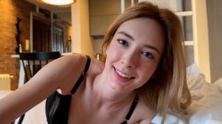 A lonely person is having a pleasant morning with their girlfriend