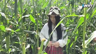 A security guard caught a thief in the act in a cornfield