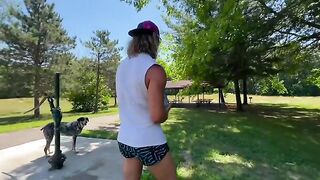 Two muscular guys fucked a girl at the lake in Michigan