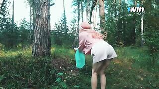 A girl got lost in the forest and met a forester with an impressive size