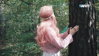 A girl got lost in the forest and met a forester with an impressive size