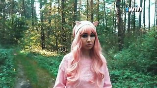 A girl got lost in the forest and met a forester with an impressive size