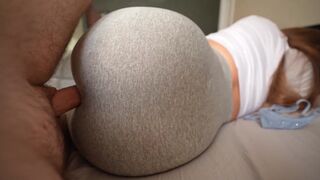 My stepsister caught me jerking off, so I fucked her through her tight leggings