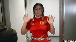 A Spanish supporter with a big ass got fucked in anal and DP in the parking lot
