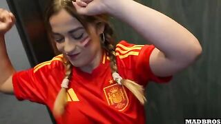 A Spanish supporter with a big ass got fucked in anal and DP in the parking lot